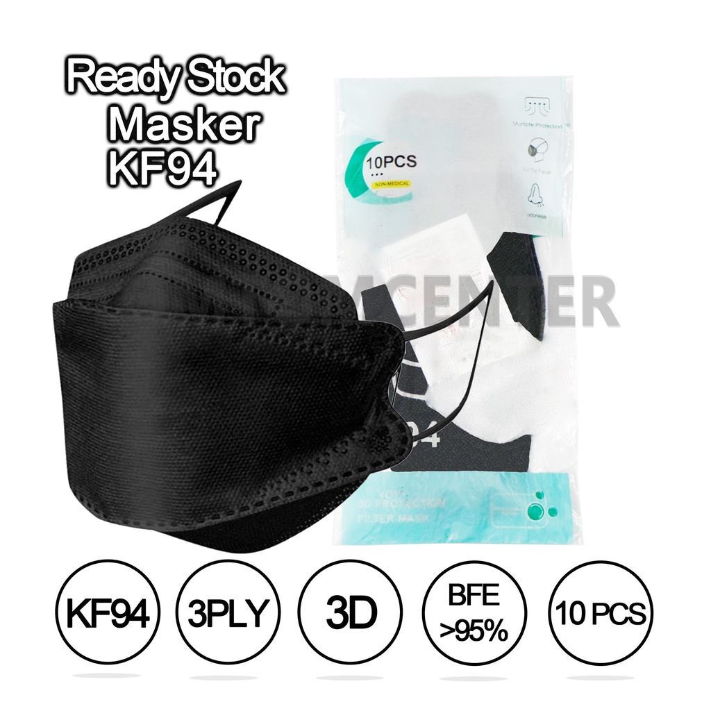(Mouson) Masker Kf94 Mouson Isi 10 Pcs Warna Warni Hitam Putih Abu Murah