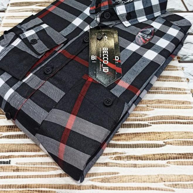 ➨ kemeja pria lengan pajang - kemeja kotak - kotak lengan panjang katun ➬