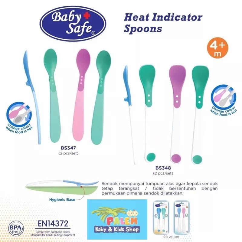 BabySafe Heat Indicator Spoons Sendok Makan Bayi BS347 &amp; BS348 Sensor Indikator Panas