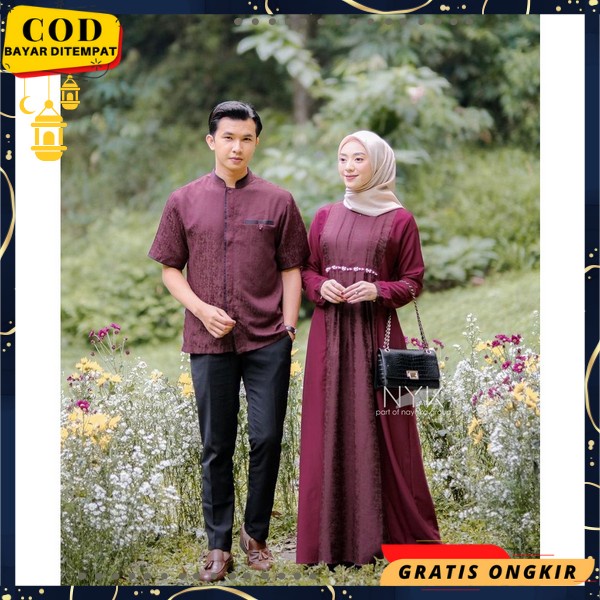 Dress Syari Baju Lebaran Couple Games Sarimbit Kondangan Capel Mewah Ghamis Copel Premium Buju Musli