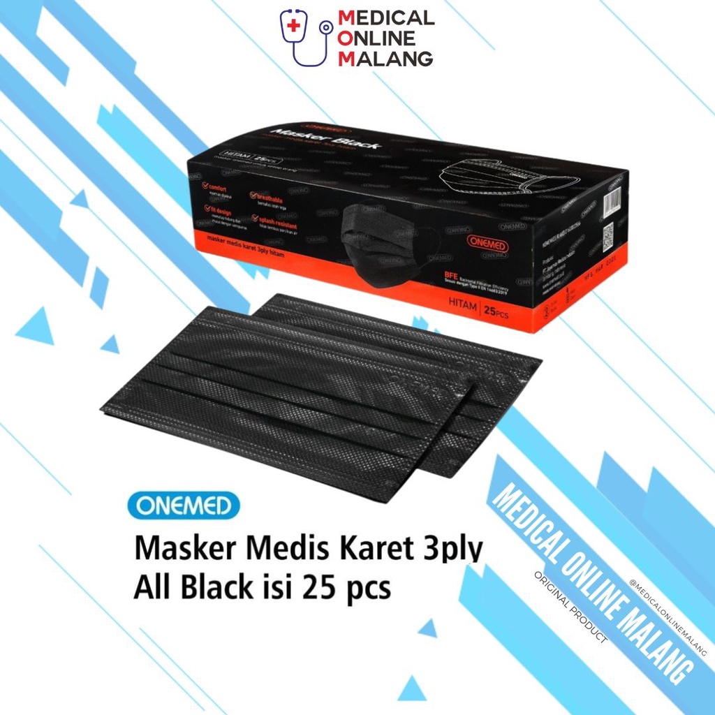 MASKER EARLOOP MEDIS ONEMED HITAM / MASKER EARLOOP HITAM