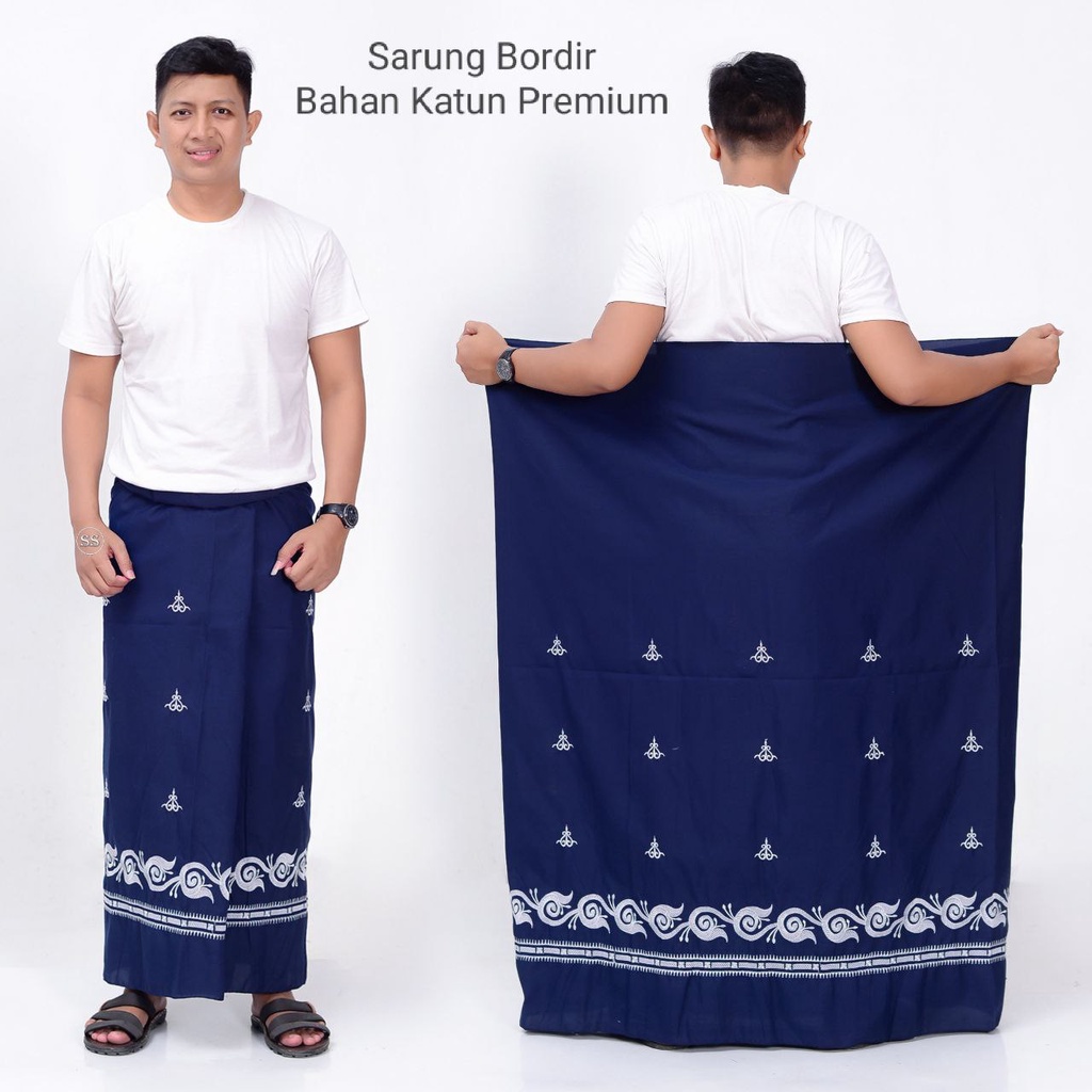 Sarung Katun Bordir Polos Dewasa / Sarung Bordir Aceh Premium / Sarung Wadimor / Sarung Bhs / Sarung Pria