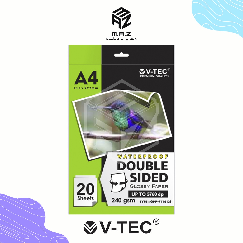 

Kertas Foto Anti Air V-tec GPP-9116 DS / MPP-9121 DS / Vtec Glossy & Matte Photo Paper Waterproof