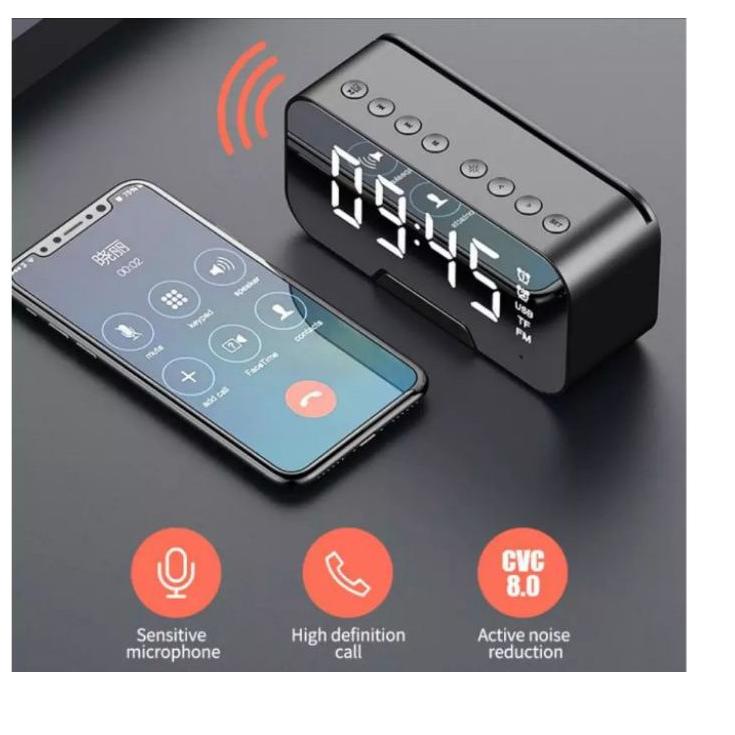 Berkualitas  Speaker mini super bass clock LED display Bluetooth jam alarm Bluetooth Lampu led ..