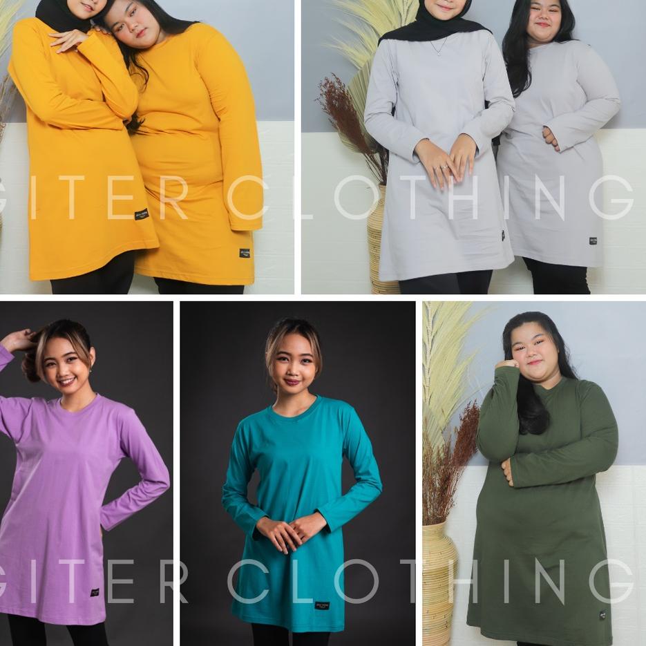 ♪ kaos tunik giter - kaos tunik jumbo ld 120 - tunik kaos oversize ( army lilac tosca mustard abu ) 
