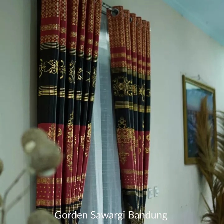 Gorden jendela blackout minimalis lebar 140 panjang 240 motif batik mewah elegan terbaru 2023