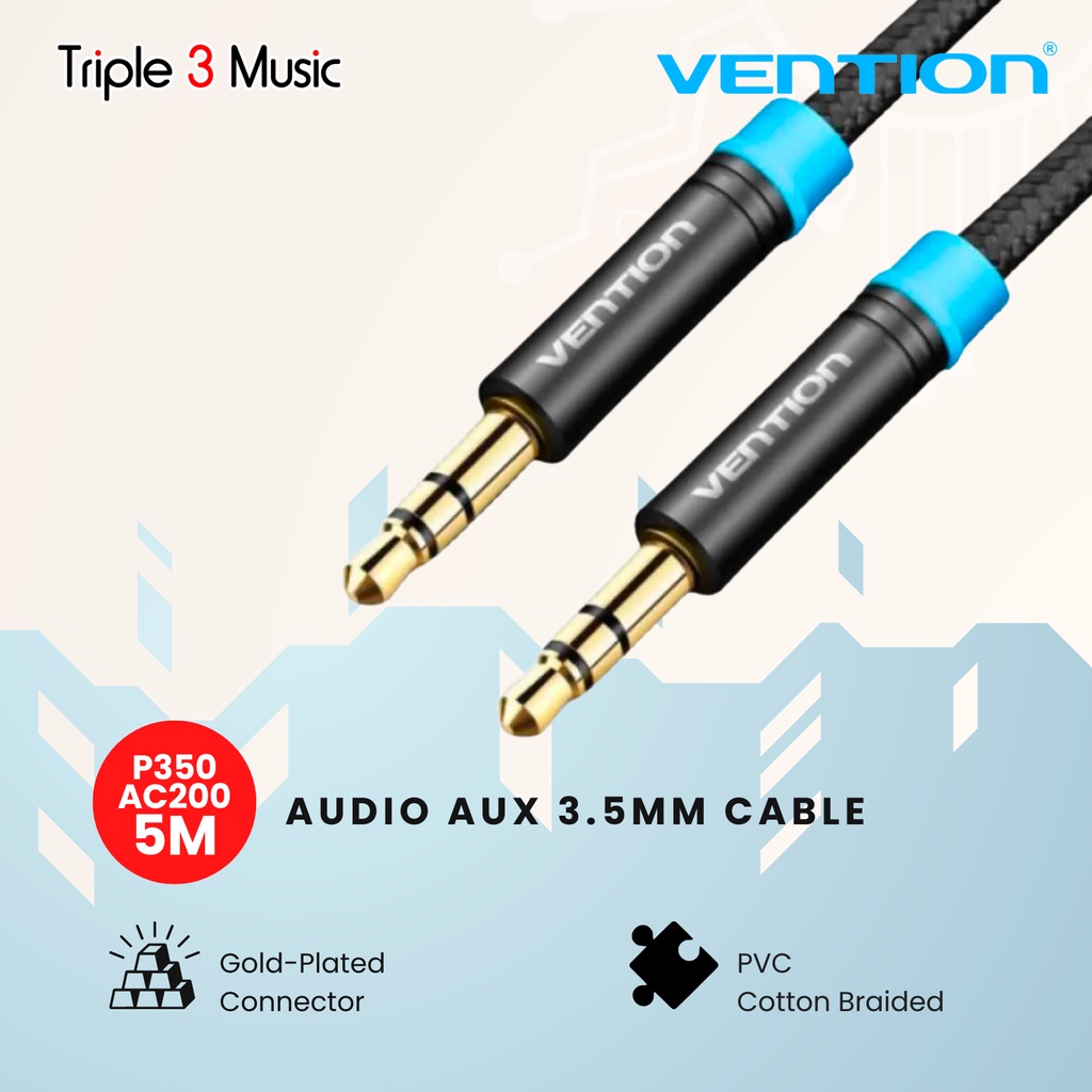 Vention P350AC - 5M kabel Audio Aux 3.5mm Kabel pengganti headphone