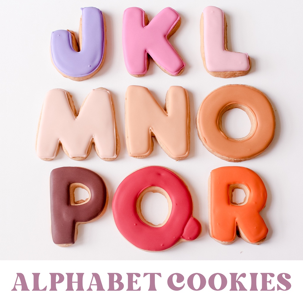 

JKLMNOPQR / Huruf Alphabet cookies — (Min 5pcs) Sugar Cookies / Decorated Cookies / Kukis Hias