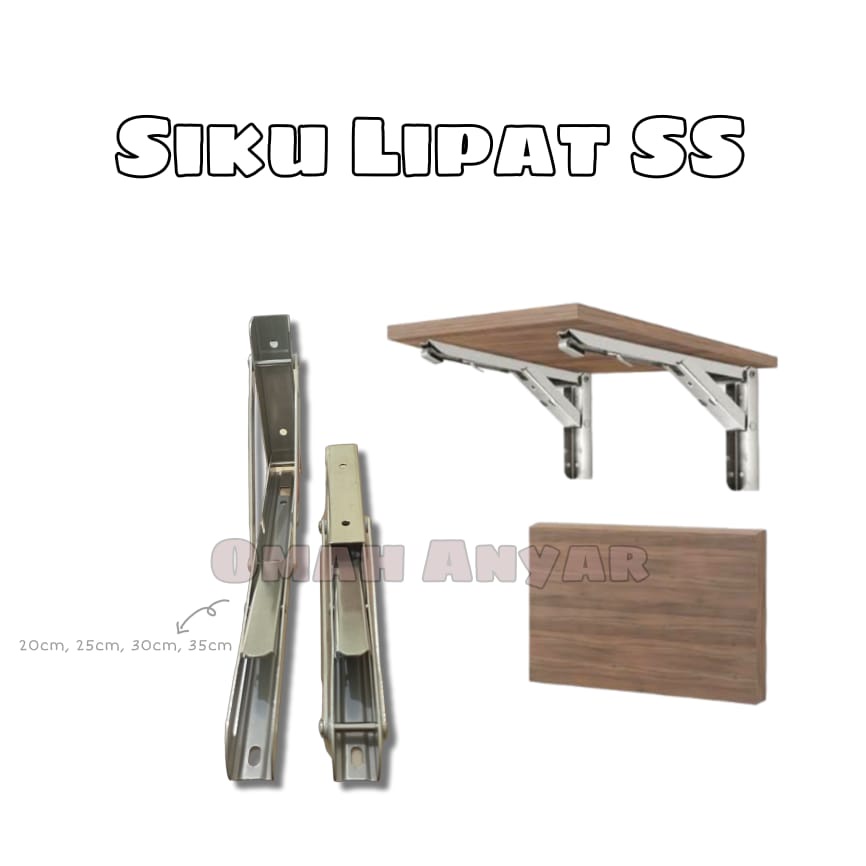 Siku Lipat Fold Bracket Rak Dinding Meja Rias Stainless Steel SS