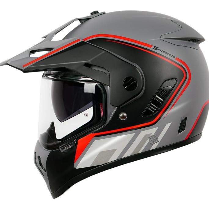 NJS S-CROSS FURIOUS Stone Grey/Red - Helm Full Face