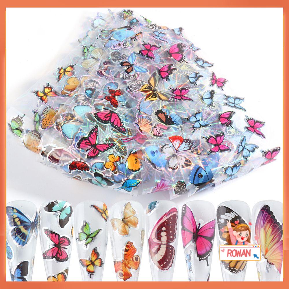 R-flower 10pcs Stiker Kuku Nail Art Tips Perekat Sticker Starry Paper Butterfly