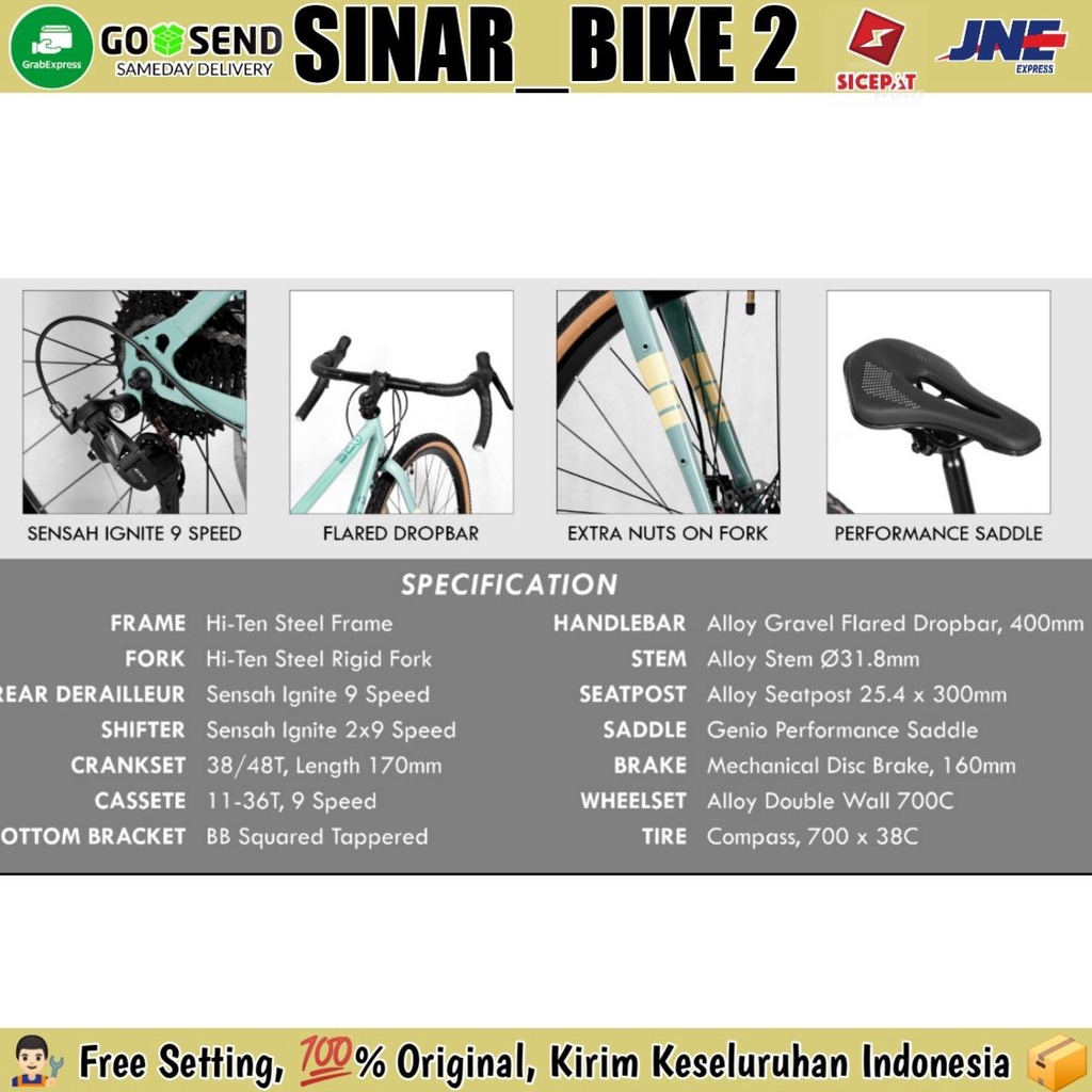 Sepeda Roadbike / Gravel GENIO SCAPPA S2 Steel Balap 700C