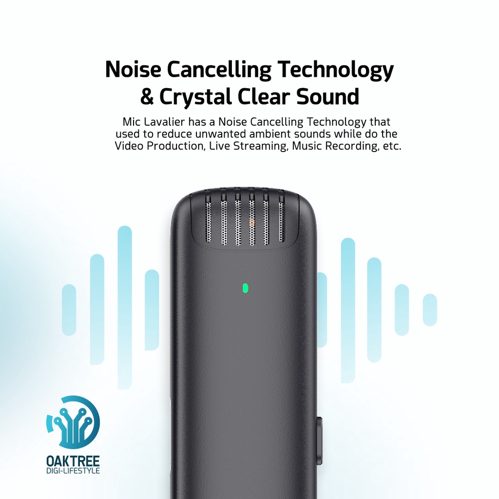 Oaktree Mic Wireless HP Vlog Youtuber Portable Microphone Mic Clip On Wireless USB With Charging Case  PC Laptop Zoom Webinar Podcast Teleconference Meeting