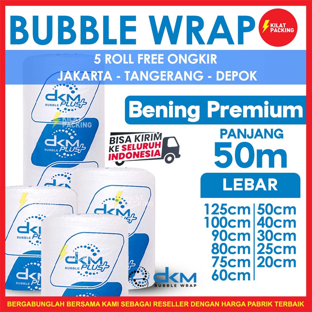 

PLASTIK BUBBLE WRAP BENING BIRU PREMIUM TEBAL / BUBBLE WRAP MURAH DKM+ 50 METER SATUAN