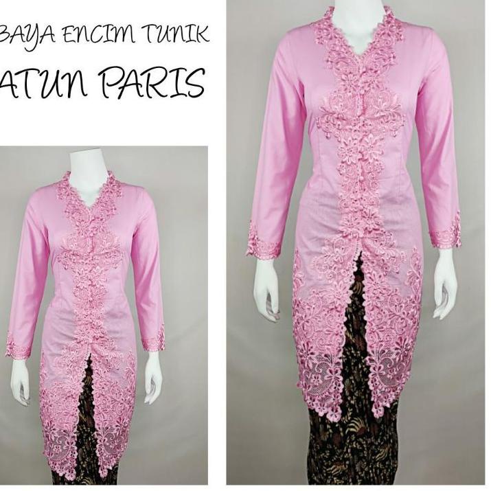 ☻ Indah KEBAYA ENCIM TUNIK MODERN LENGAN PANJANG BORDIR SENADA KATUN PARIS KEBAYA WISUDA KEBAYA KATU