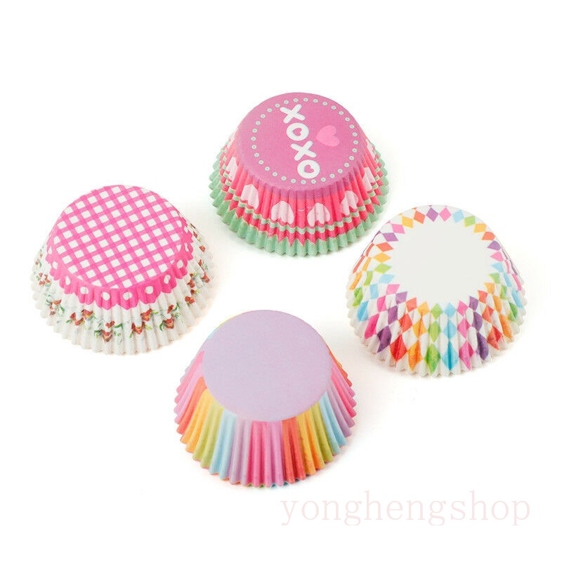 100pcs / lot Kotak Case Cupcake / Muffin Bahan Kertas Untuk Dekorasi Pesta