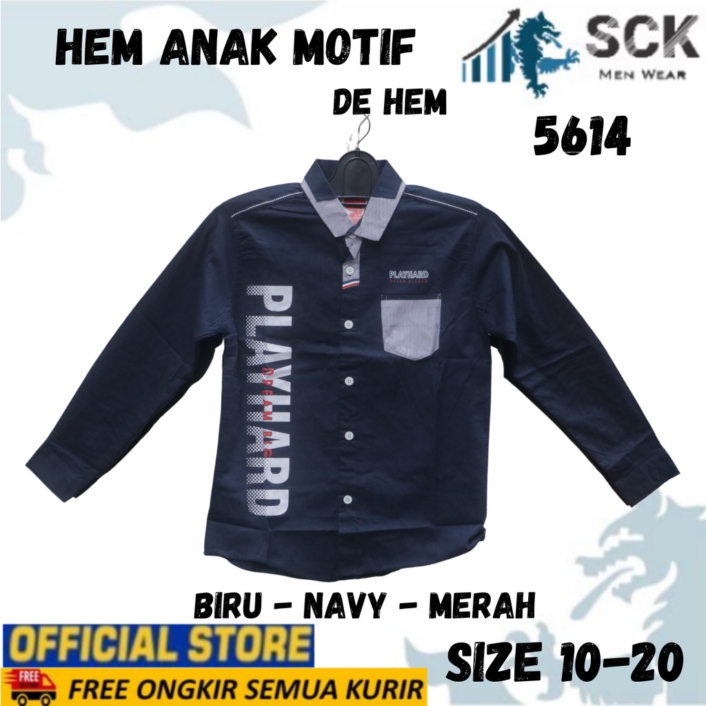 Kemeja Anak Polos De Hem 5614 10-20 Lengan Panjang [Usia 2-10Th]  / Kebutuhan Anak Laki - sckmenwear GROSIR