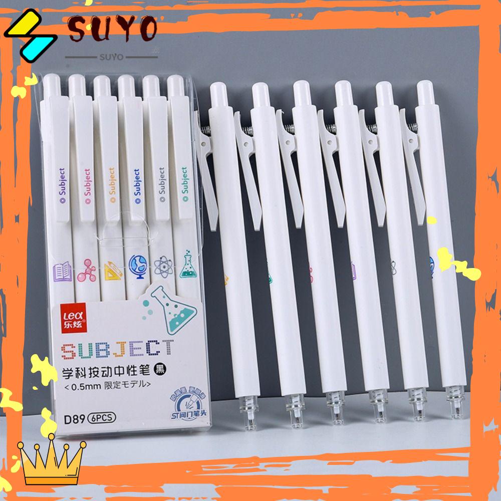 Suyo 6PCS/Set Pena Gel Perlengkapan Kantor Sekolah Alat Tulis Tulip Dekorasi Signature Pen