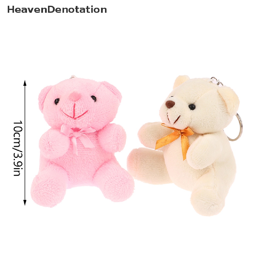 [HeavenDenotation] 10 cm Boneka Beruang Lucu Mainan Mewah Boneka Lembut Beruang Boneka Mobil Gantungan Kunci Liontin Tas Dekorasi Anak Hadiah HDV