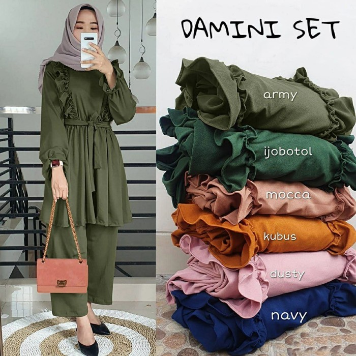 pStore88 - setelan baju tunik celana wanita muslim damini bahan moscrepe size Xl 1095