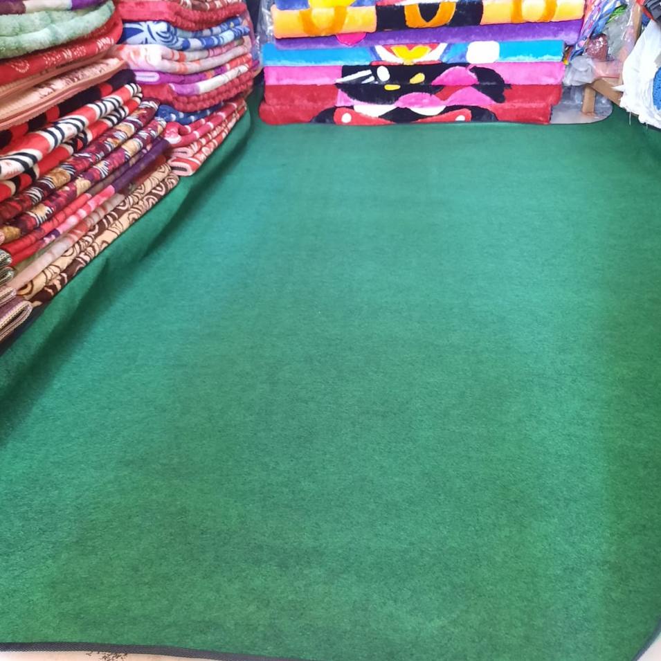 ○ KARPET LANTAI PERMADANI POLOS LESEHAN RUMAH MAKAN LIST HITAM EMERALD LIST 2x3m TIKAR PIKNIK ▲