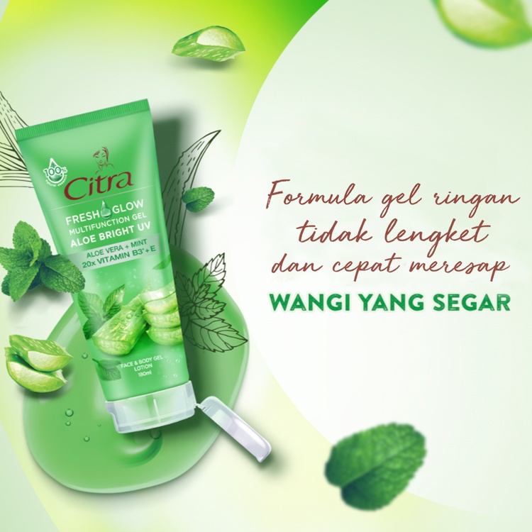 Citra Fresh Glow Multifunction Gel Aloe Bright UV 180ml Twinpack