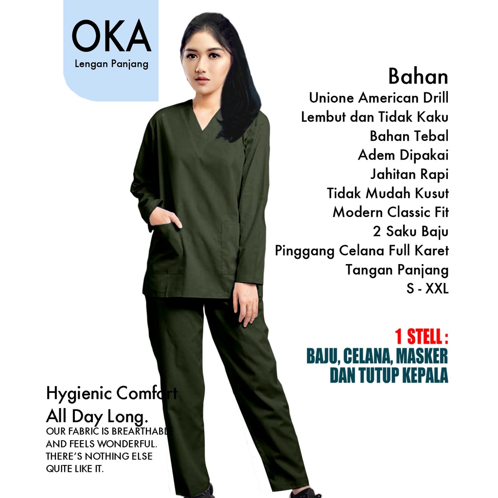 Oka Lengan Panjang Baju Ok Trust Wear HIJAU ARMY