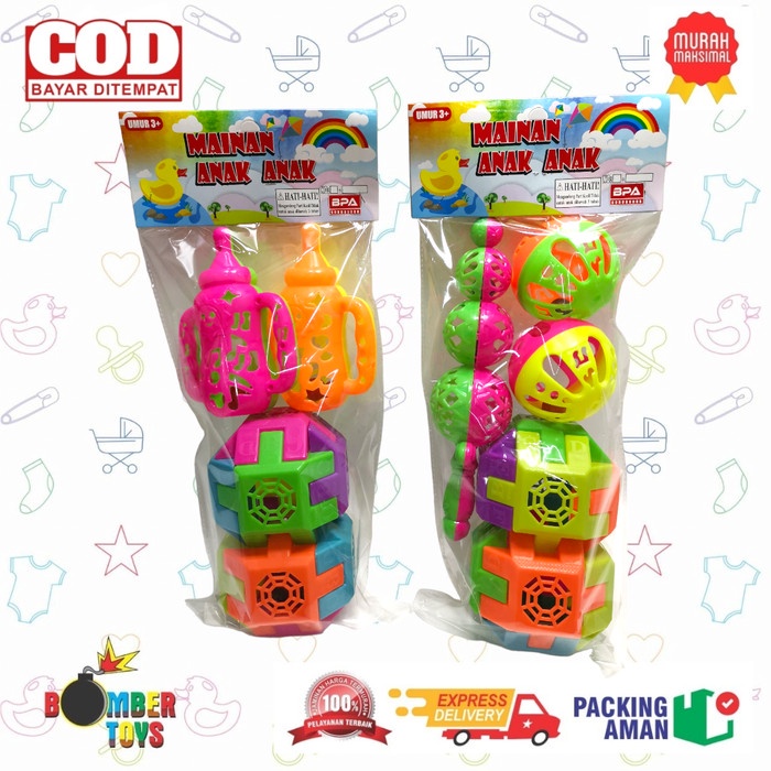 MAINAN ANAK KERINCINGAN BABY TOYS MURAH PUZZLE BONGKAR PASANG DOT BELL