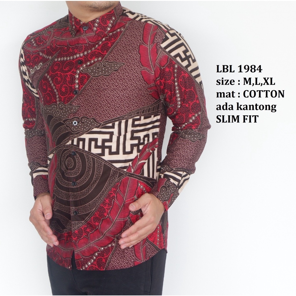 KEMEJA BATIK PRIA SLIM FIT LENGAN PANJANG BAJU BATIK PRIA LBL1984