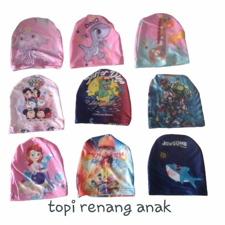 Topi Renang Anak Motif Karakter Swimming Cap Laki laki Perempuan Top gOOD