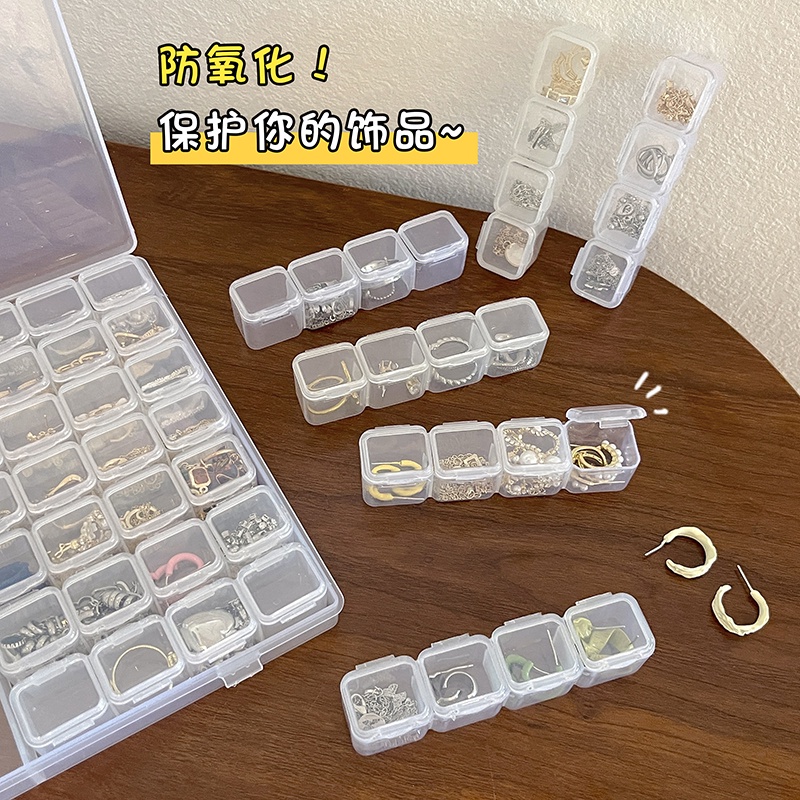 YEEZII Kotak Penyimpanan Perhiasan Mini Plastik56/28Slot Nail Art Diamonds Beads Container Home Storage Organisasi Antioksidasi