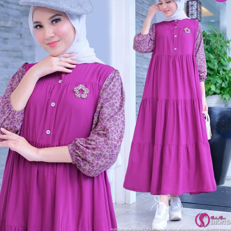 (BISA COD) (NEW) MIDI DRESS WANITA FASHION MUSLIM //AGATA - SQUARE MIDI BY SHOFIYA Kekinian