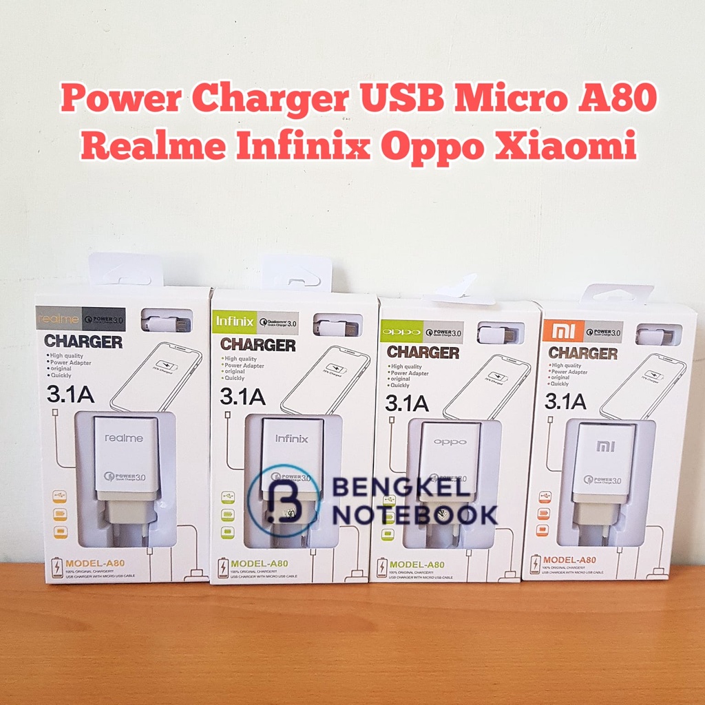 Power Quick Charger Handphone Adaptor 3A USB Micro A80 Realme Infinix Oppo Xiaomi Fast Charging