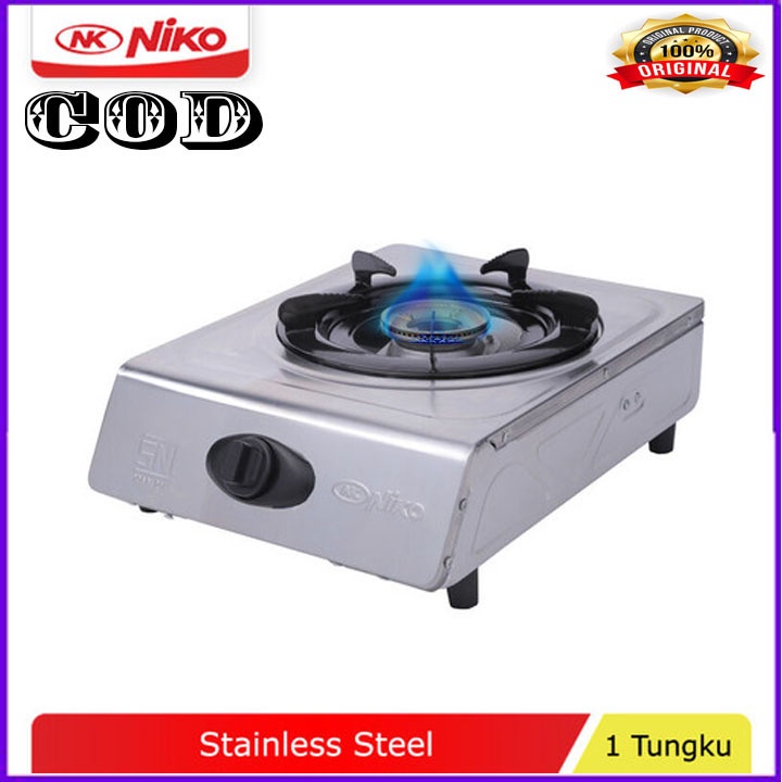 KOMPOR GAS NIKO NK100A 1TUNGKU STAINLESS BODI ELEGAN