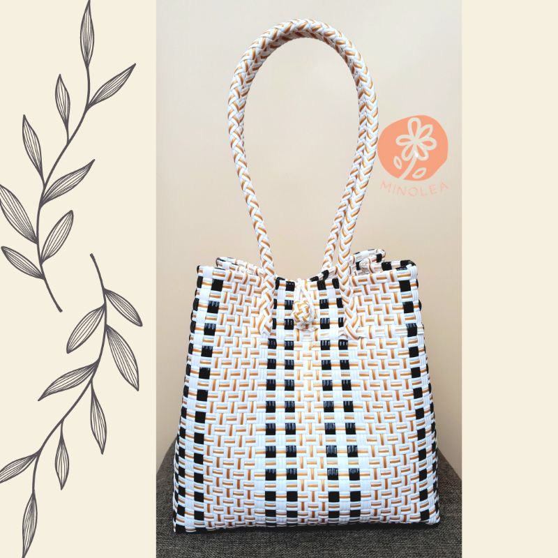 TAS ANYAMAN JALI PREMIUM MOTIF BURBERI SIZE M TOTE BAG TAS WANITA