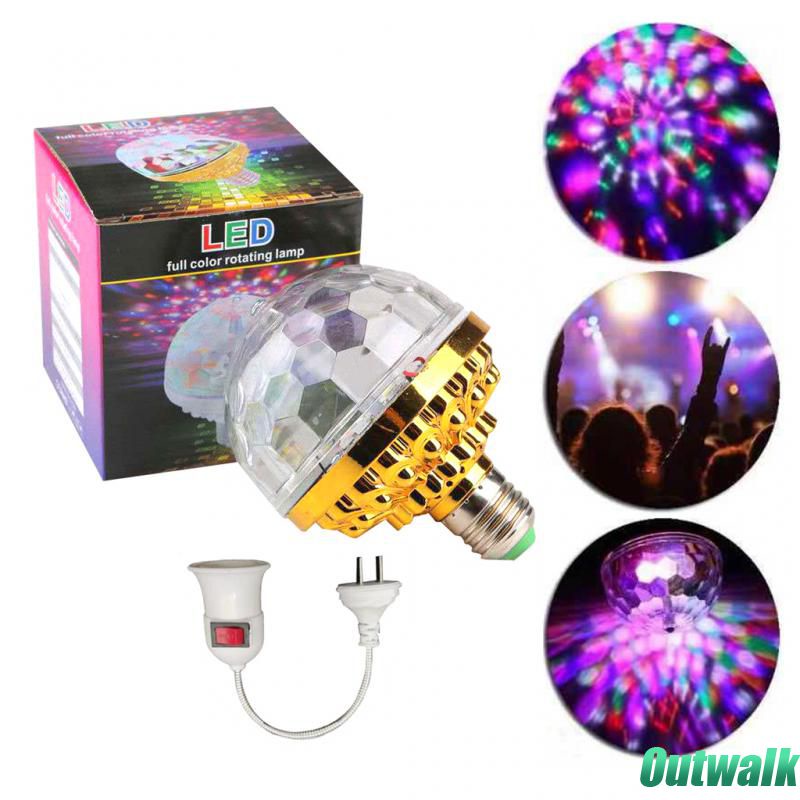 ღ Led 7 Warna Lampu Rotating Magic Ball Bulb Flash Ruang Dalam Ruangan Warna Light Ball Tahap Efek Pencahayaan Pesta Disko ktv Tahap Lampu Efek Proyektor