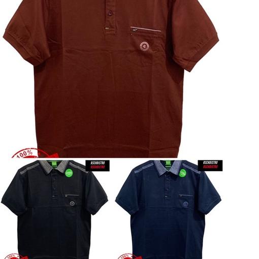 ☺ READY JUMBO BIG SIZE  Kaos Kerah Fashion Pria HUGO CLASS Original Combet Kombinasi Kerah Kantong M