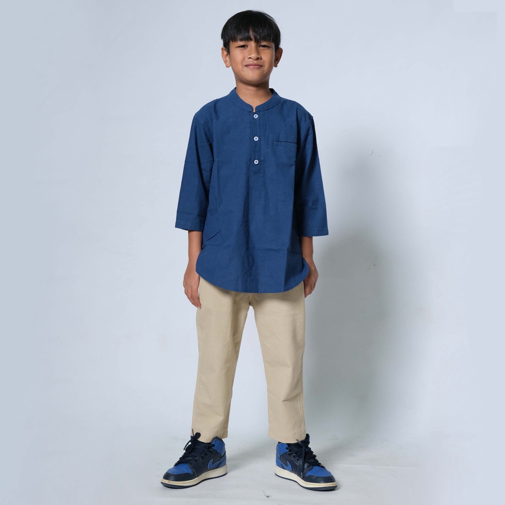 Baju Kurta Remaja | Baju Koko Remaja | Baju Muslim Remaja Lengan Panjang - (Navy)