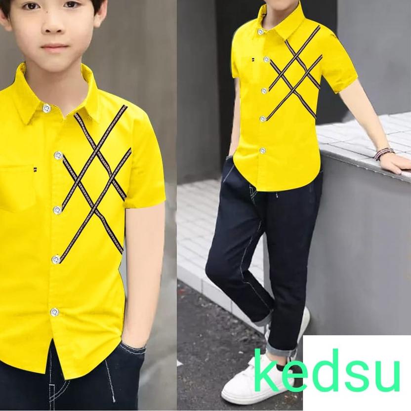 ☂ g.j.v/ hem kids NEO kemeja lengan pendek anak laki laki/baju distro anak cowok dr umur 3-12th baha