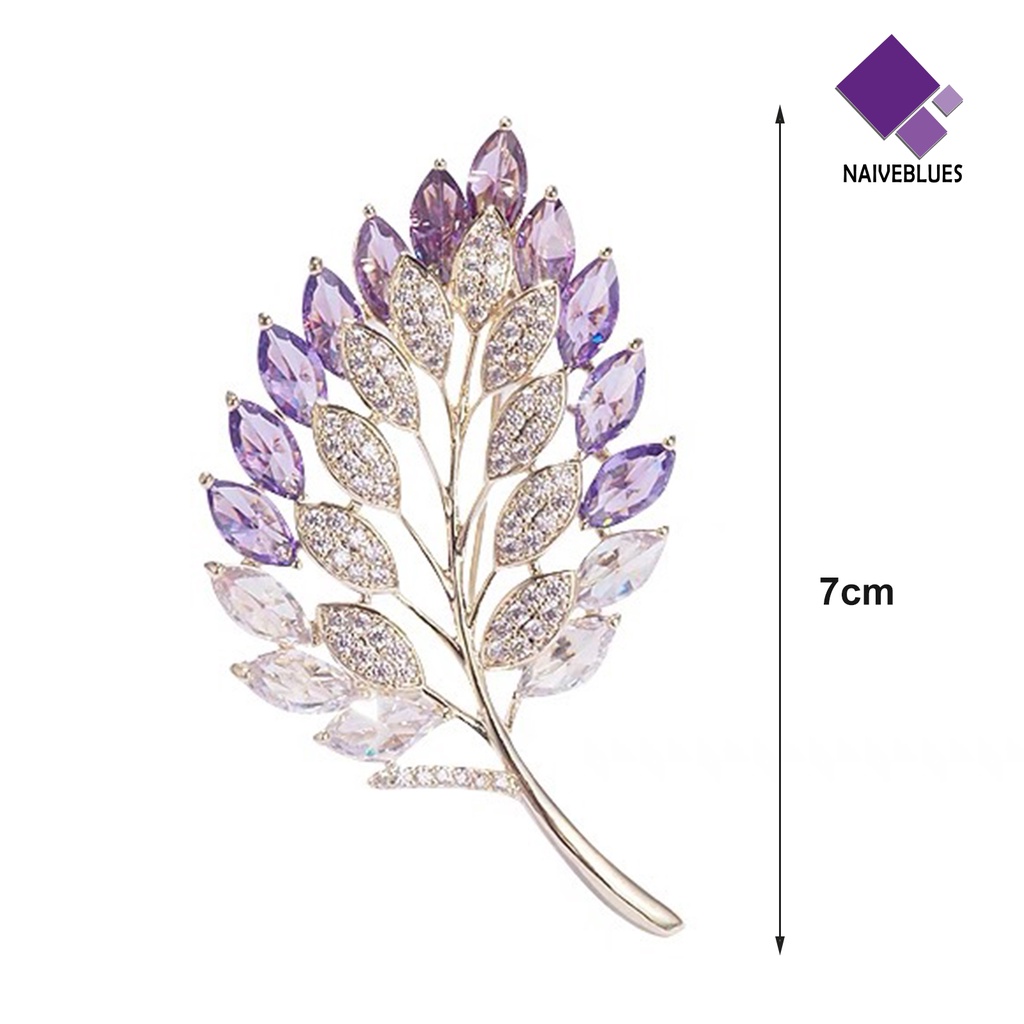 &lt; Naiveblues &gt; Bros Grace Berlian Imitasi Elegan Daun Bros Pin Aksesoris Baju