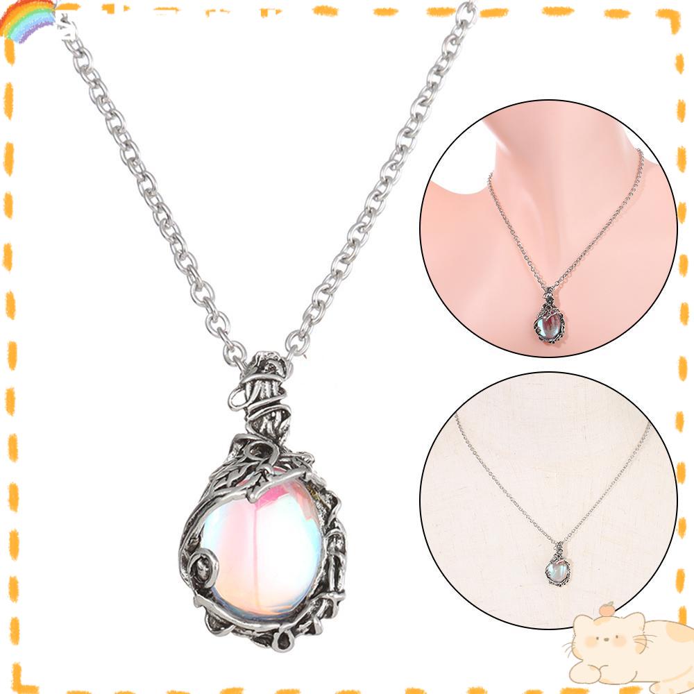 Solighter Moonstones Floral Kalung Pecinta Wanita Pria Pesta Cocktail Klavikula Necklace