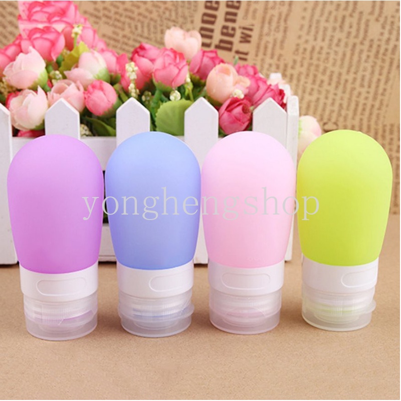 Botol Dispenser Kosong Bahan Silikon Warna Permen Reusable Portable Untuk Lotion / Shampoo / Kosmetik / Makeup