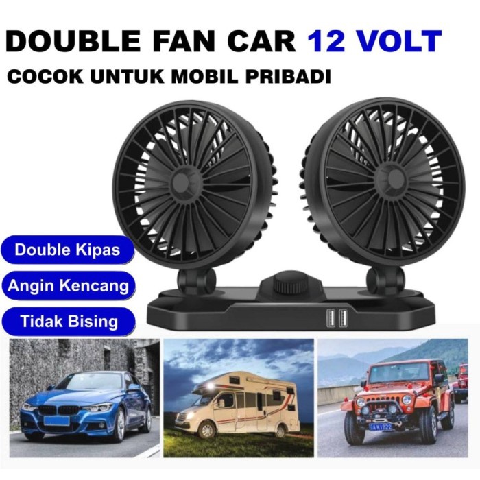 FMFIT NAMALA PREMIUM IMPORT / DOUBLE FAN CAR 12V UNTUK MOBIL