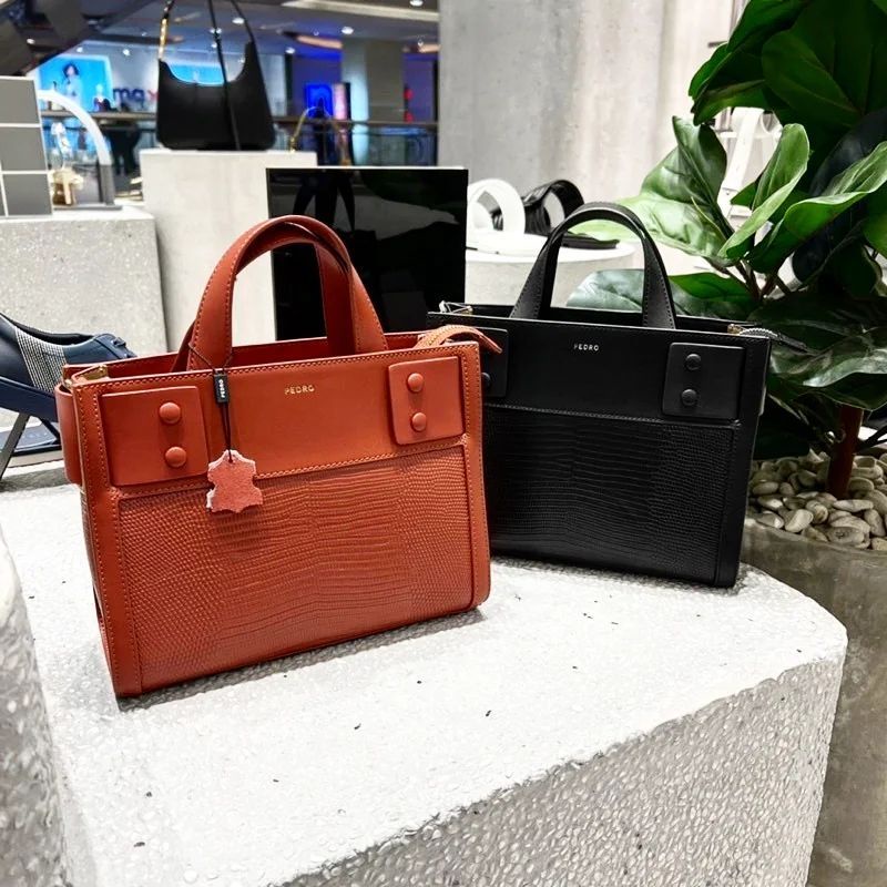 PDRO Lizard-Effect Leather Top Handle Bag