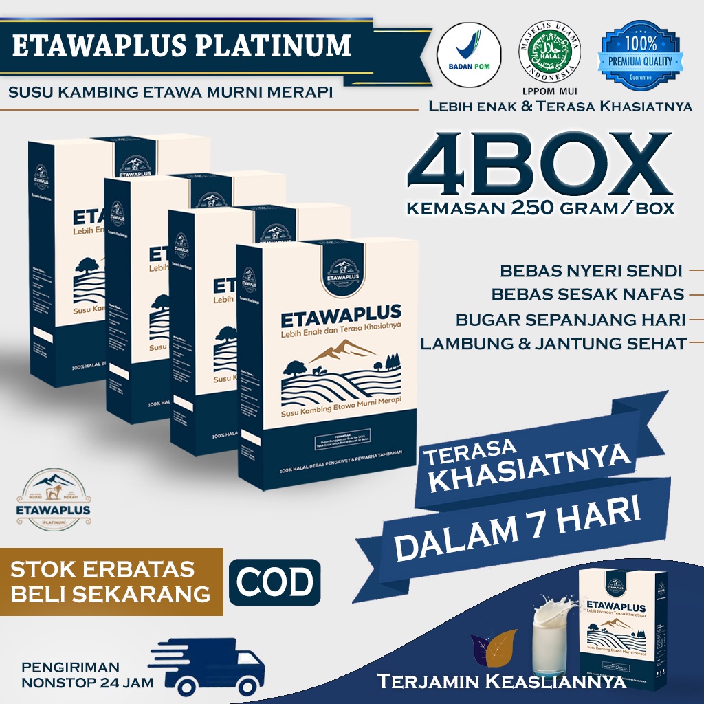 

Etawaplus Platinum Susu Kambing Etawa Murni Merapi 250gram - Paket Hemat 4 Box