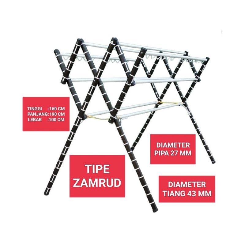 Jemuran Lipat Aluminium Zamrud