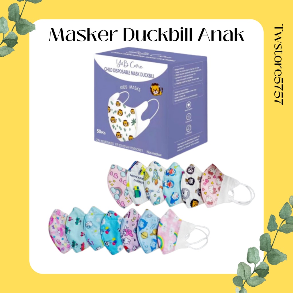 MASKER DUCKBILL ANAK 2-6TH MOTIF LUCU / YNB / ALKINDO / DR.ITC ISI 50 PCS / ISI 10 PCS