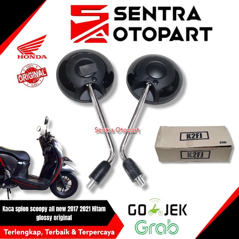 Kaca spion scoopy all new 2017 2021 Hitam glossy original