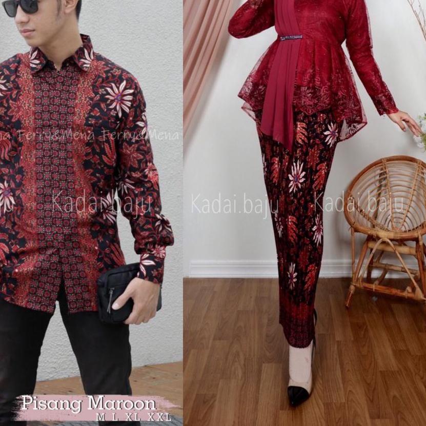 Ω  / Set couple kebaya aurora selendang Brokat tile bordir / Kebaya Couple Pesta / Couple Batik / Co