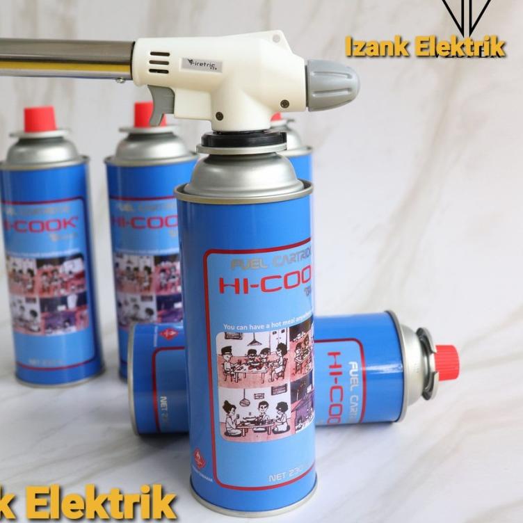 ➭ Gas Torch + Gas Hi Cook 230 gr Pematik Gas Kompor Api Blow Torch Flame Gas Torch + Gas Hi Cook 230